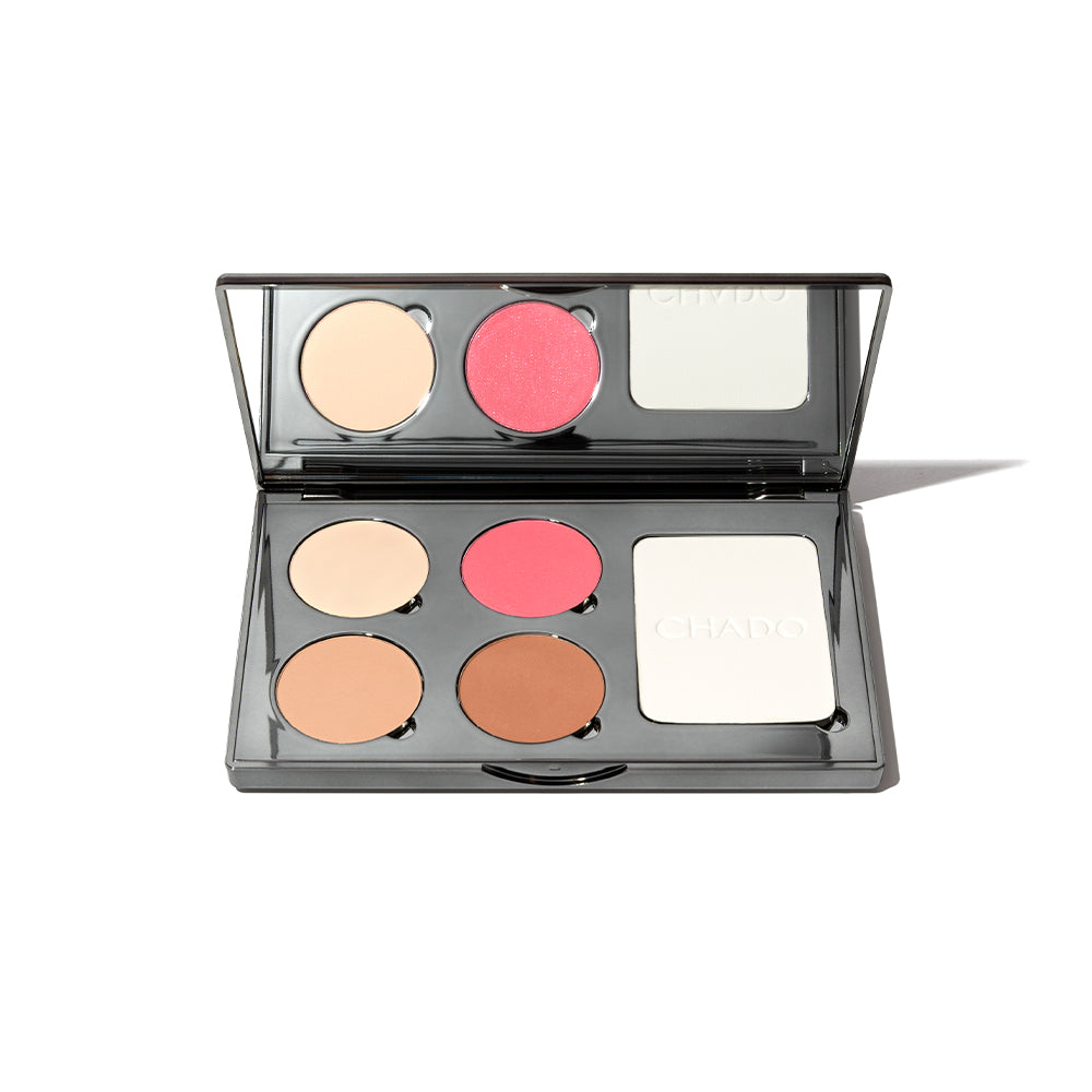 Monts & Merveilles Refillable Sculpting Palette | Bronzer, Blush, Contour, & Highlighter Pressed Powder Palette | Matte Setting Powder | 5 in 1 Face and Cheek Powders | Cruelty Free